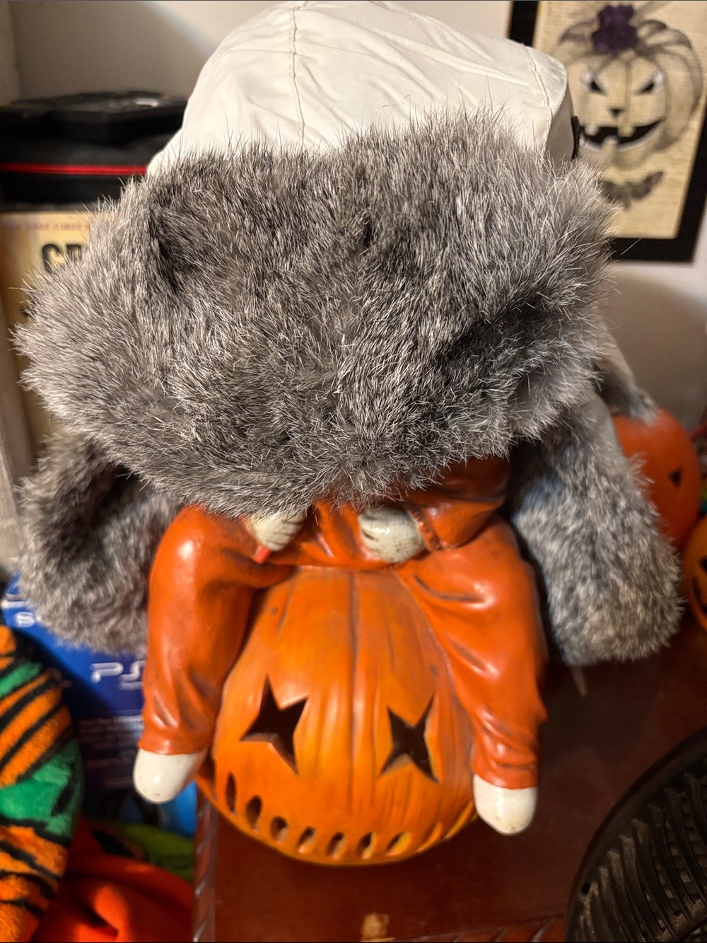 Woolrich White and Gray Fur Trapper Hat